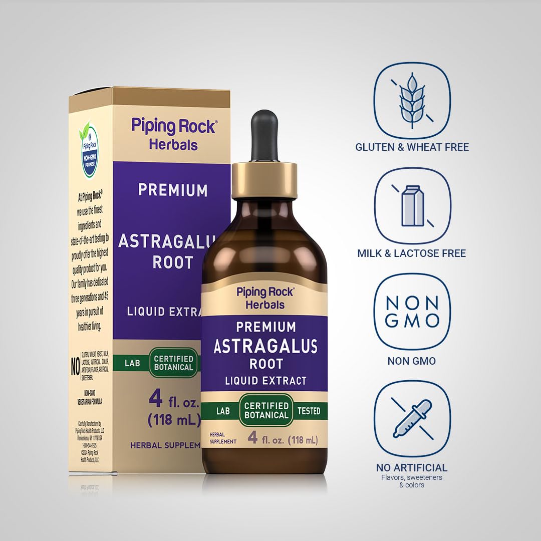 Piping Rock Astragalus Liquid Extract 276g side view