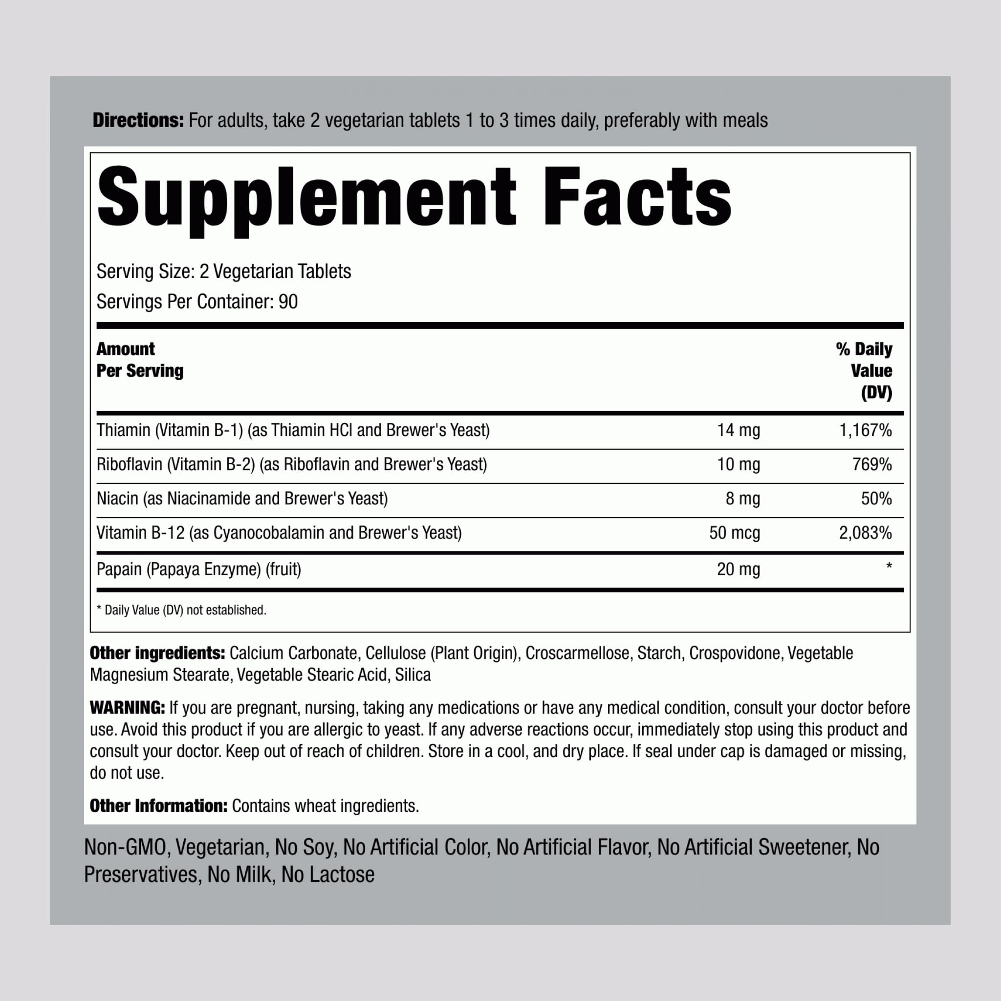 Piping Rock B-Complex High Potency Tablets side view