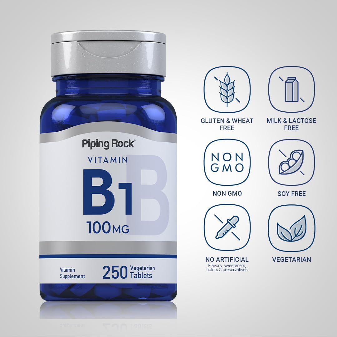 Piping Rock B1 (Thiamine) supplement label close-up