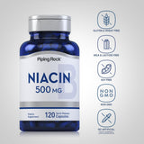 Piping Rock B3 (Niacin) 100g vegetarian tablets side view