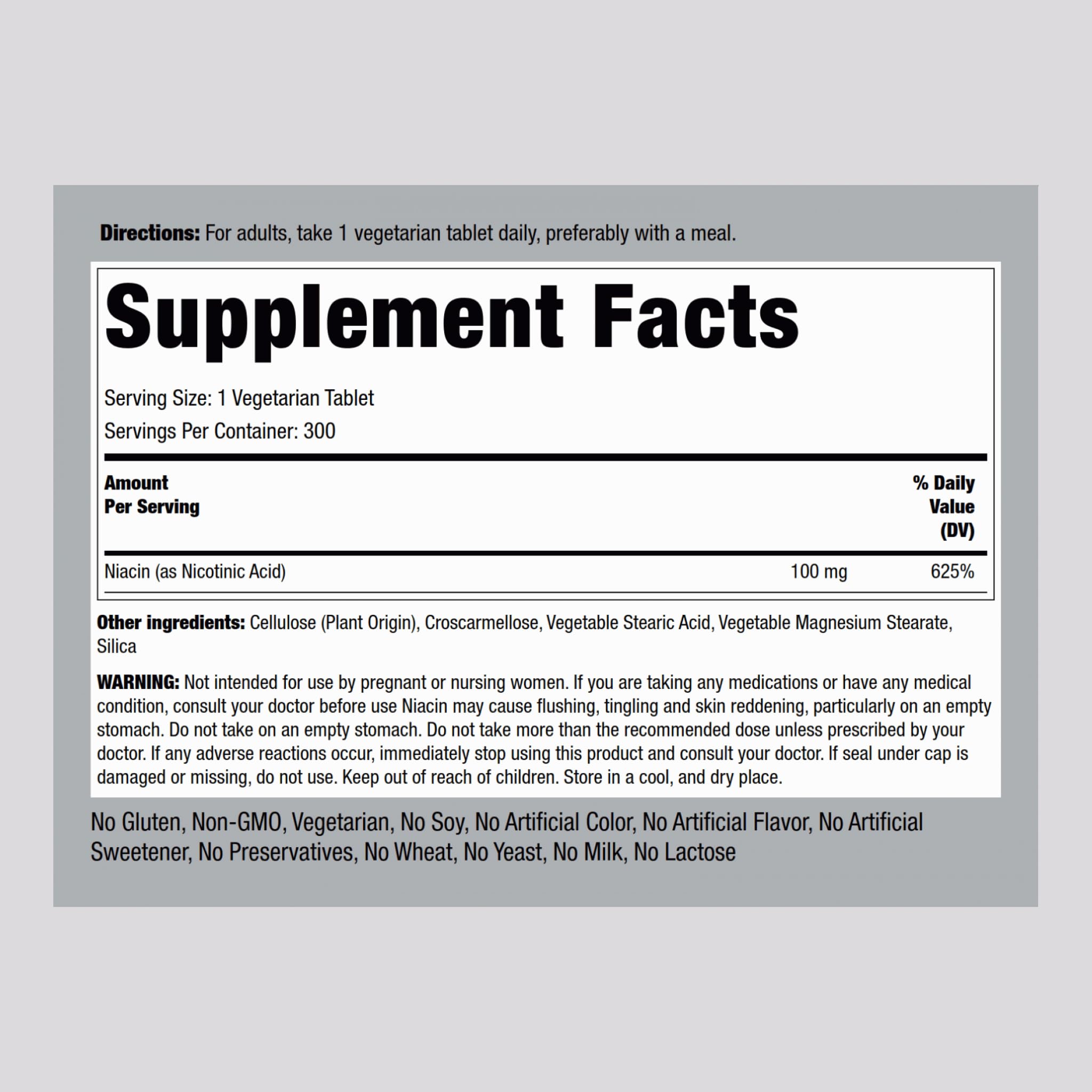 Piping Rock B3 Niacin bottle side view