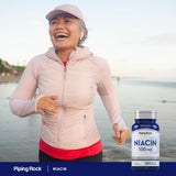 Piping Rock B3 Niacin tablets in hand