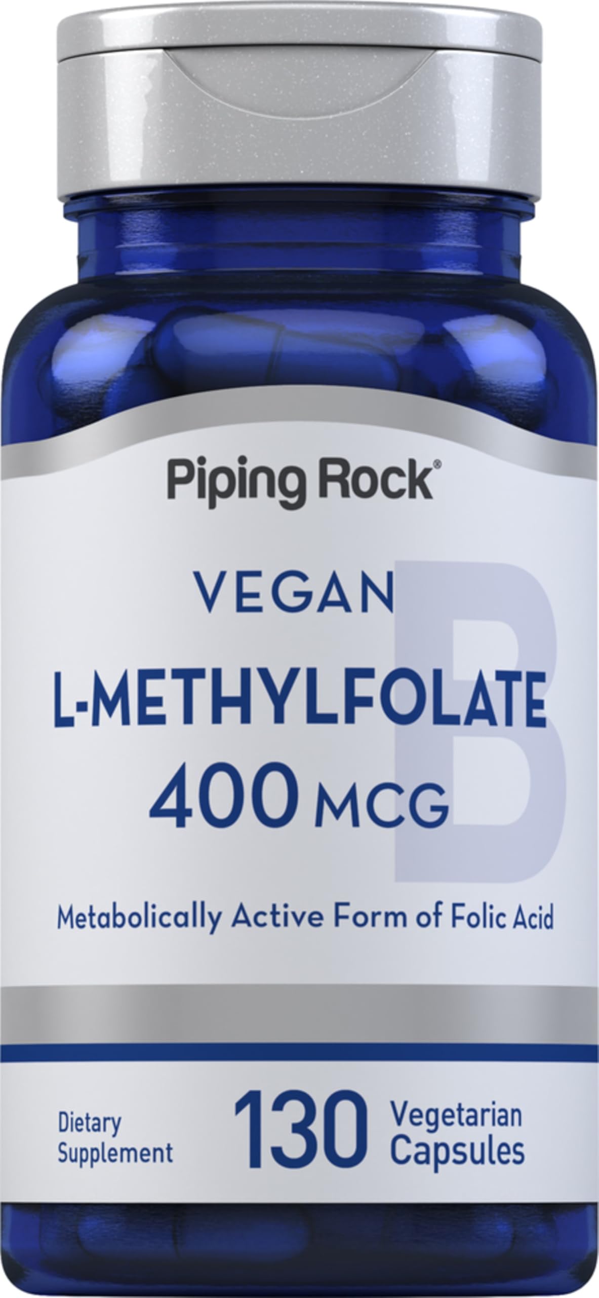Piping Rock B9 (Folic Acid) 667 mcg vegetarian capsules front view