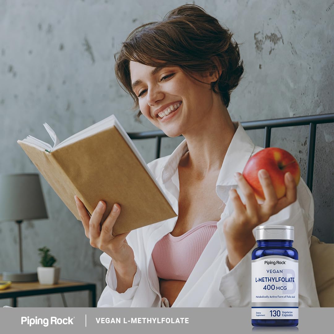 Piping Rock B9 (Folic Acid) capsules with fresh vegetables