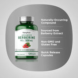 Piping Rock Berberine HCL 500mg capsules on a wooden table