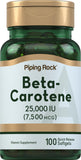 Piping Rock Beta Carotene 25,000 IU softgel capsules front view