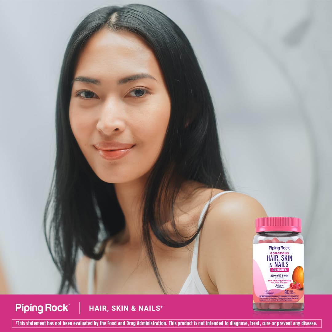Piping Rock Biotin 181g supplement displayed with other vitamins