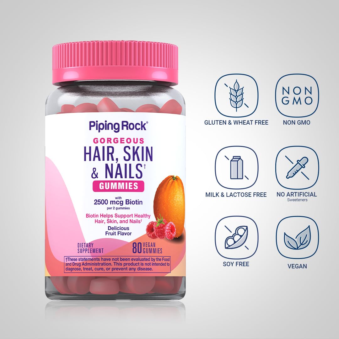 Piping Rock Biotin 181g supplement side view with capsule detail