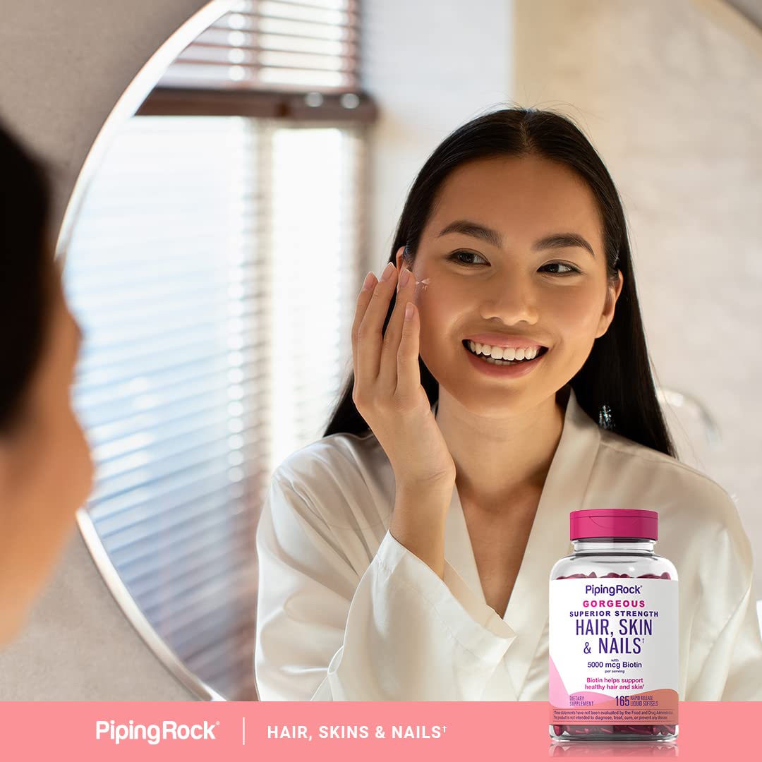 Piping Rock Biotin B7 Supplement opened bottle with capsules