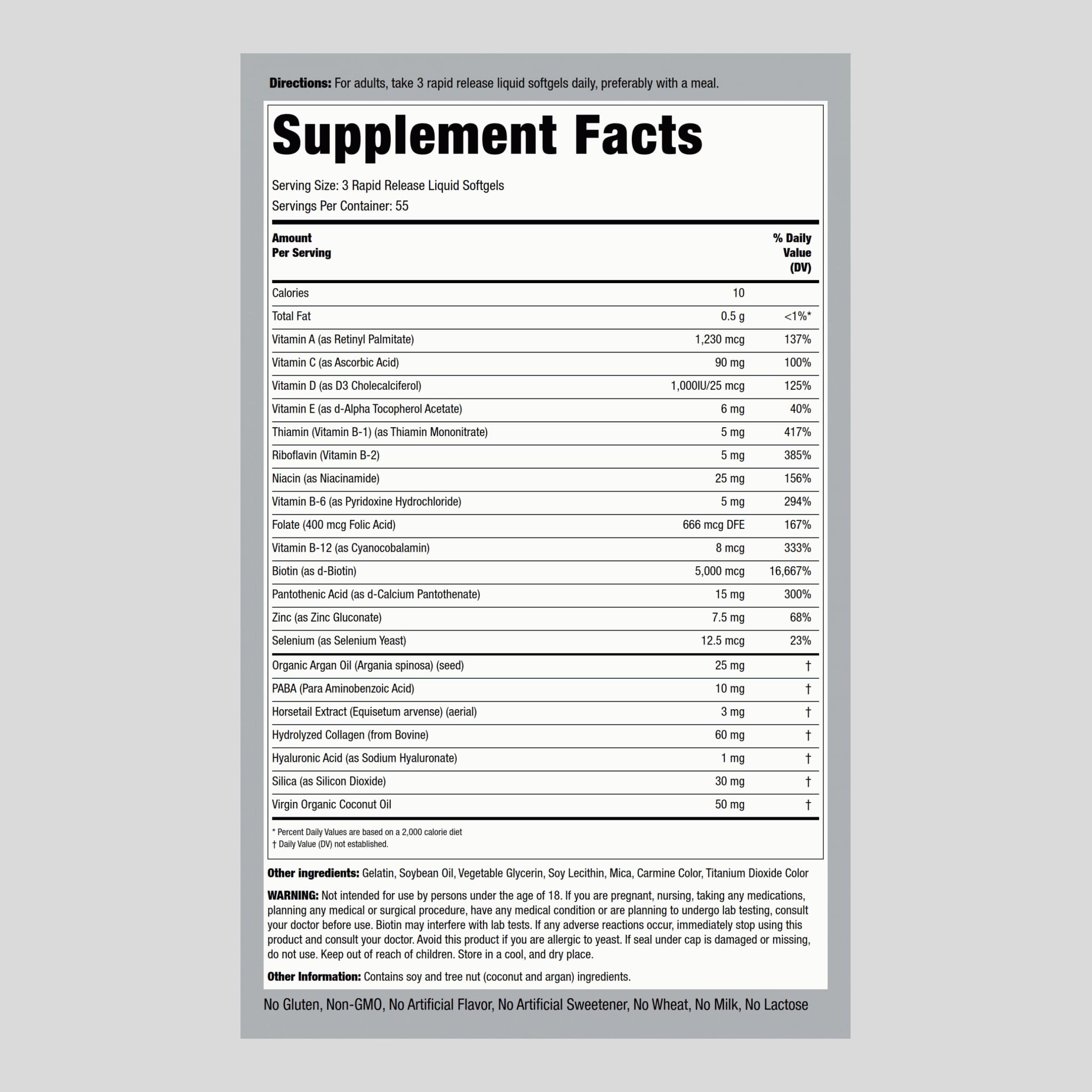 Piping Rock Biotin B7 Supplement side view with dosage information