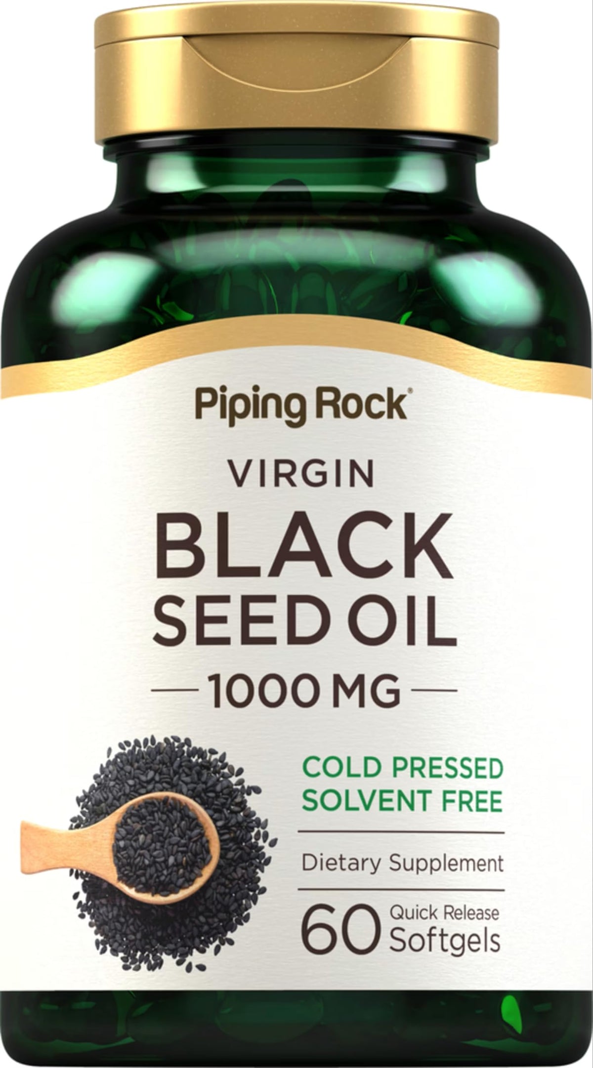 Piping Rock Black Seed Oil 1000 mg softgels front view