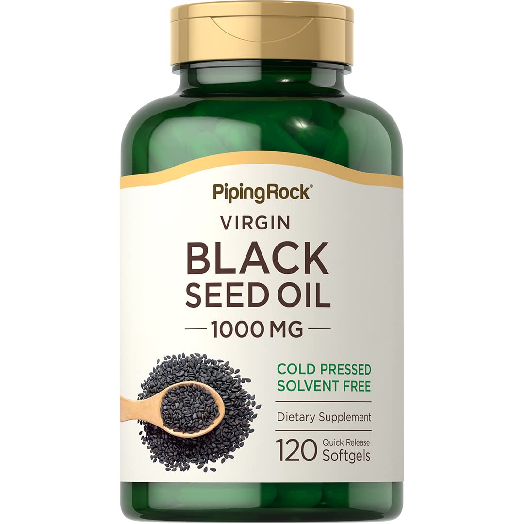 Piping Rock Black Seed Oil Cold Pressed Softgels front view