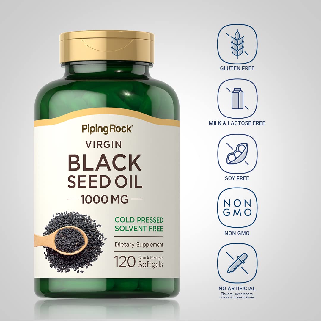 Piping Rock Black Seed Oil Cold Pressed Softgels packaging