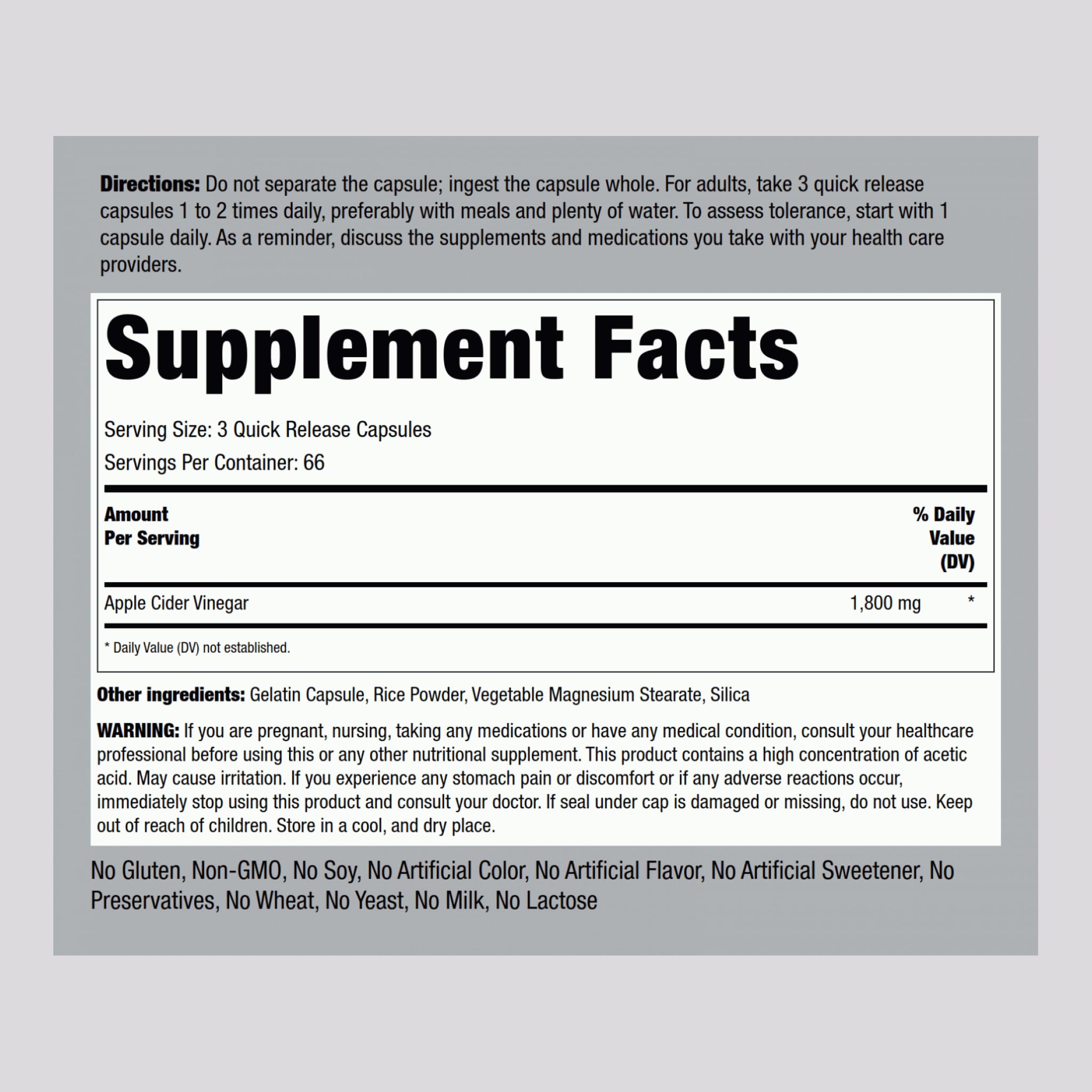 Piping Rock Blended Vitamin & Mineral Supplement side view
