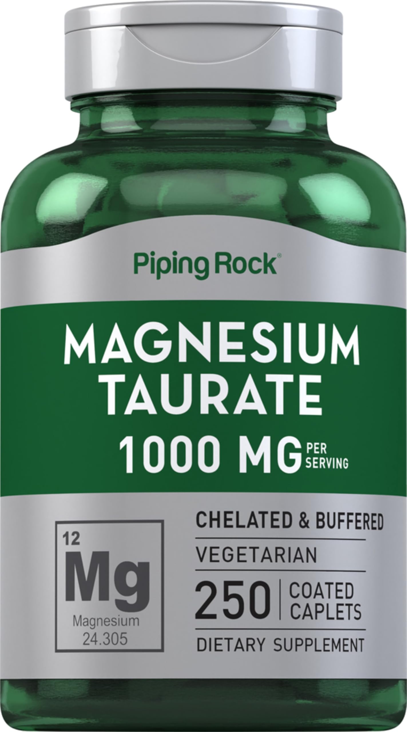 Piping Rock Buffered Magnesium Taurate 1000 mg caplets front view