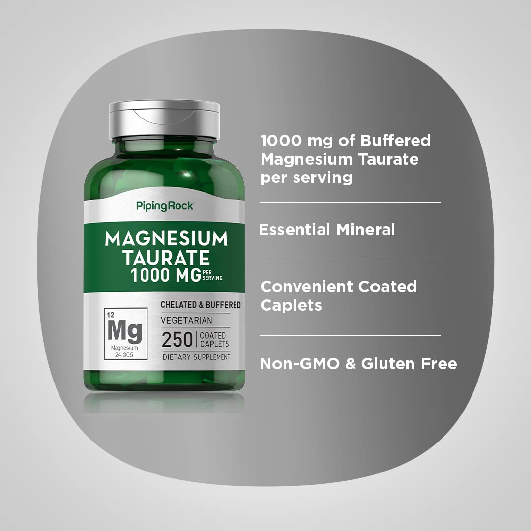 Piping Rock Buffered Magnesium Taurate 1000 mg label close-up