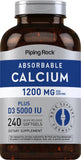 Piping Rock Calcium 1200 mg with Vitamin D softgel bottle front view
