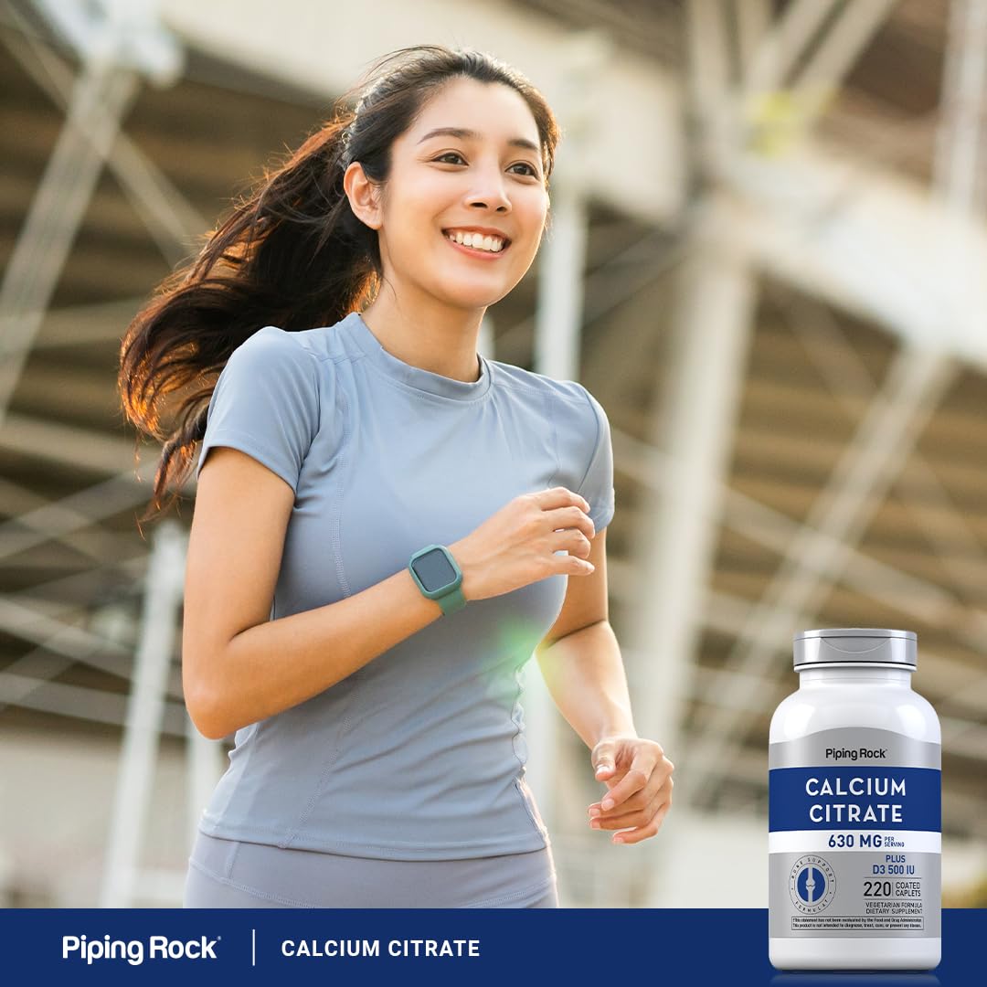 Piping Rock Calcium Supplement 457g displayed with other health products