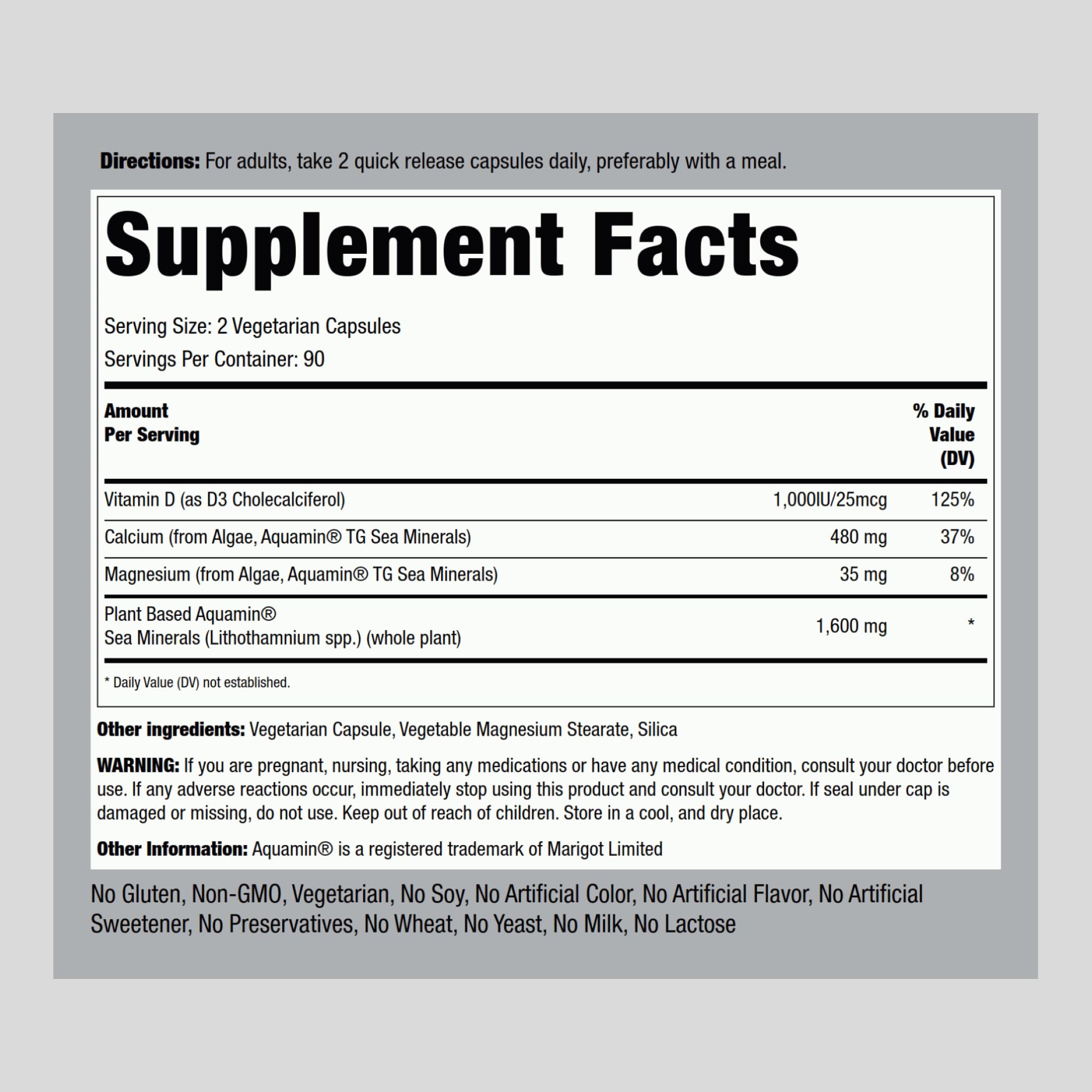 Piping Rock Calcium Supplement side view with label