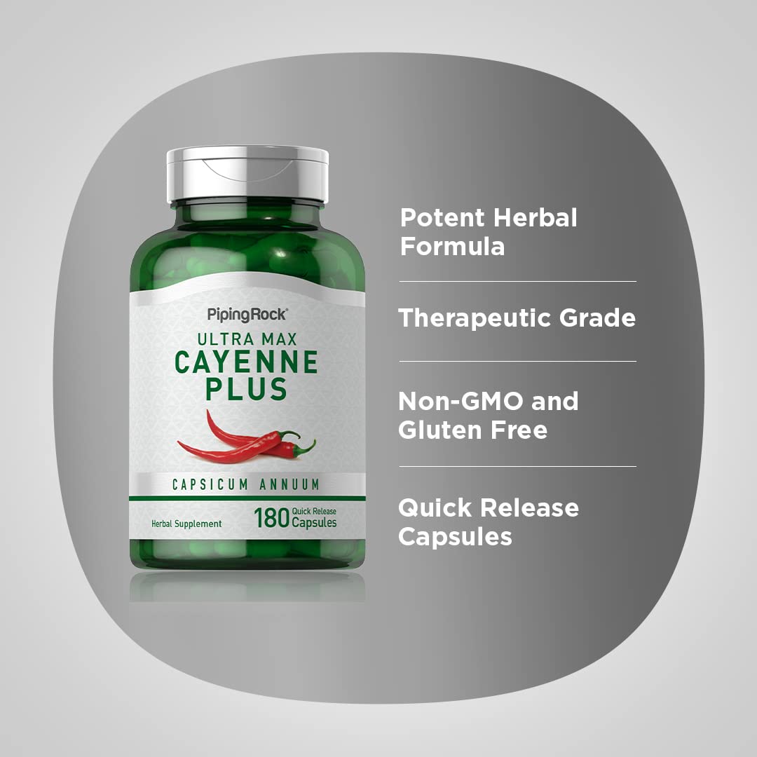 Piping Rock Cayenne Supplement 146g back view with ingredients