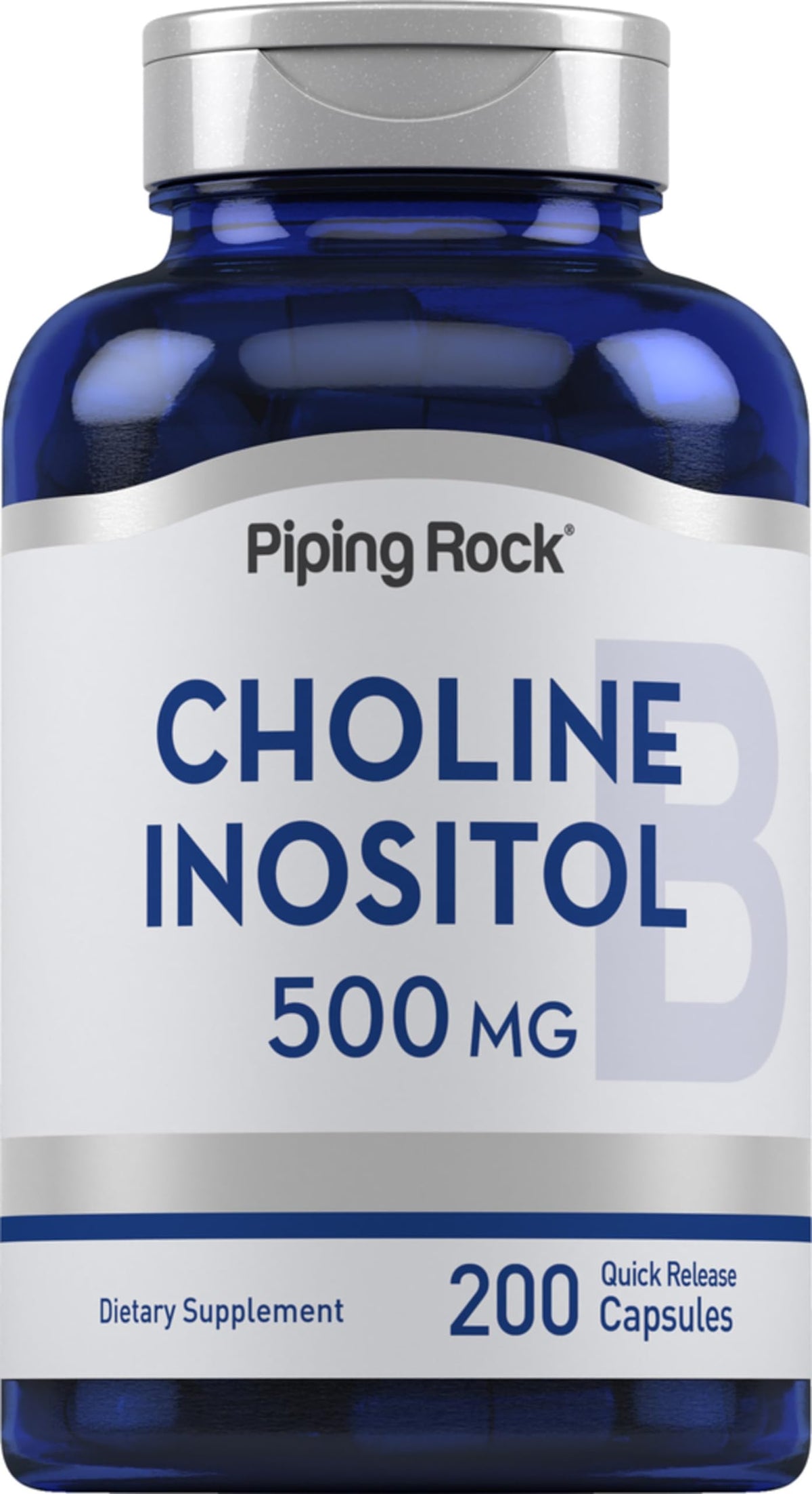 Piping Rock Choline Bitartrate & Inositol 500mg capsules front view