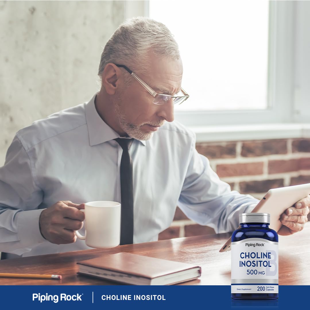 Piping Rock Choline Bitartrate & Inositol 500mg capsules with ingredients list