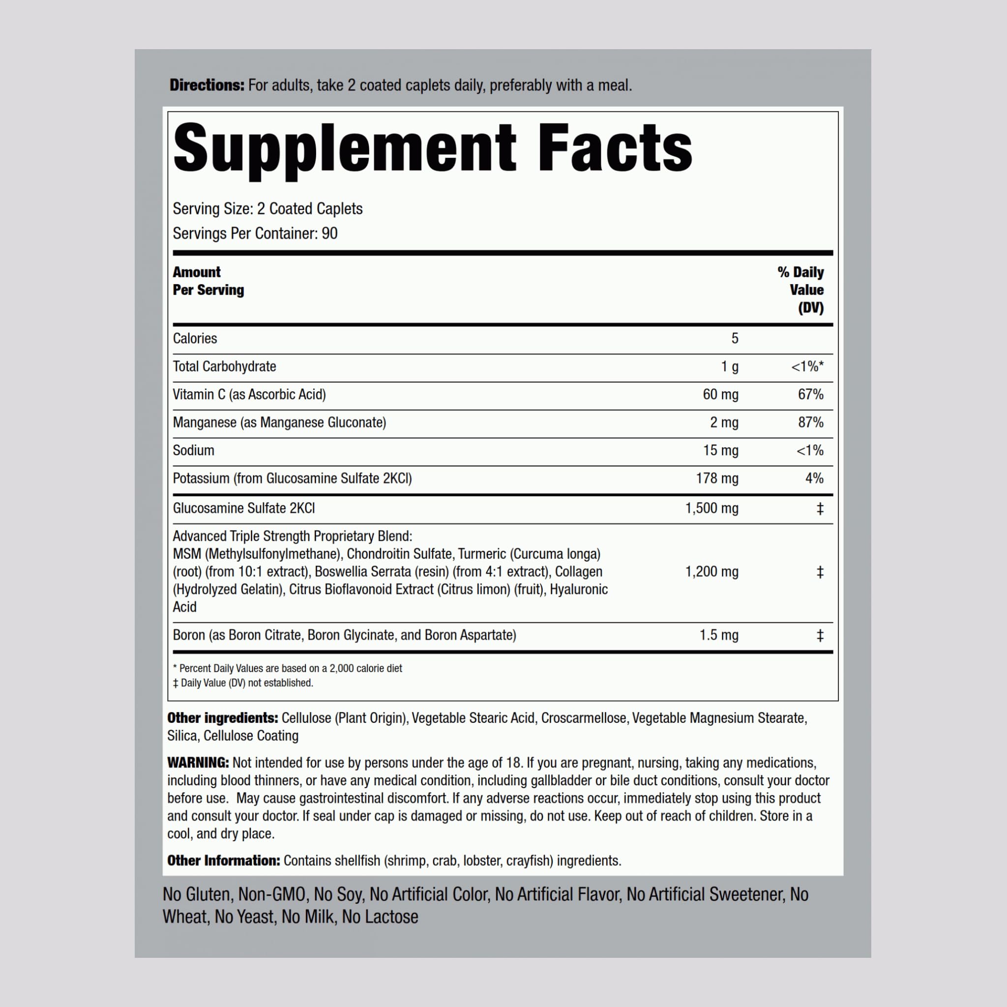 Piping Rock Chondroitin 1500mg coated caplets close-up