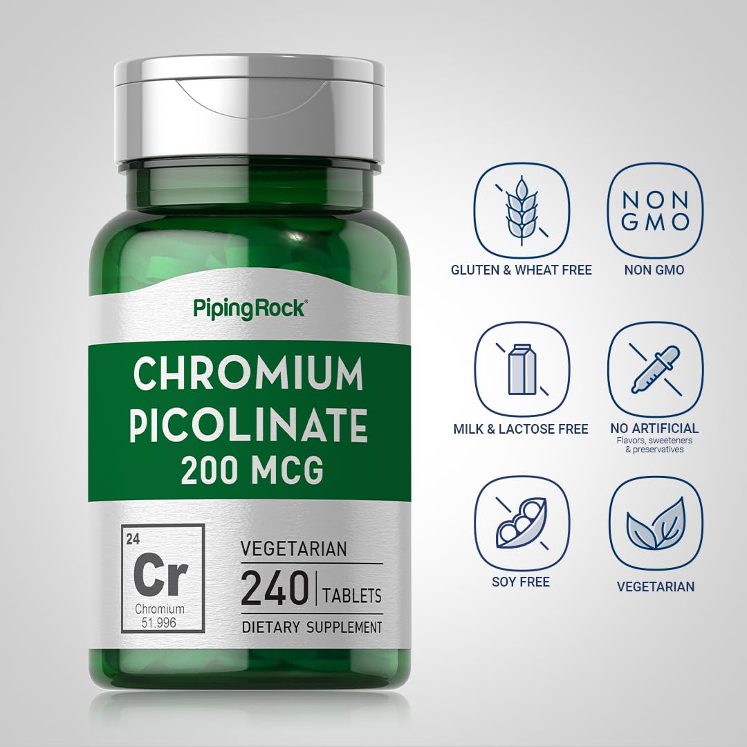 Piping Rock Chromium High Potency 50g supplement back view