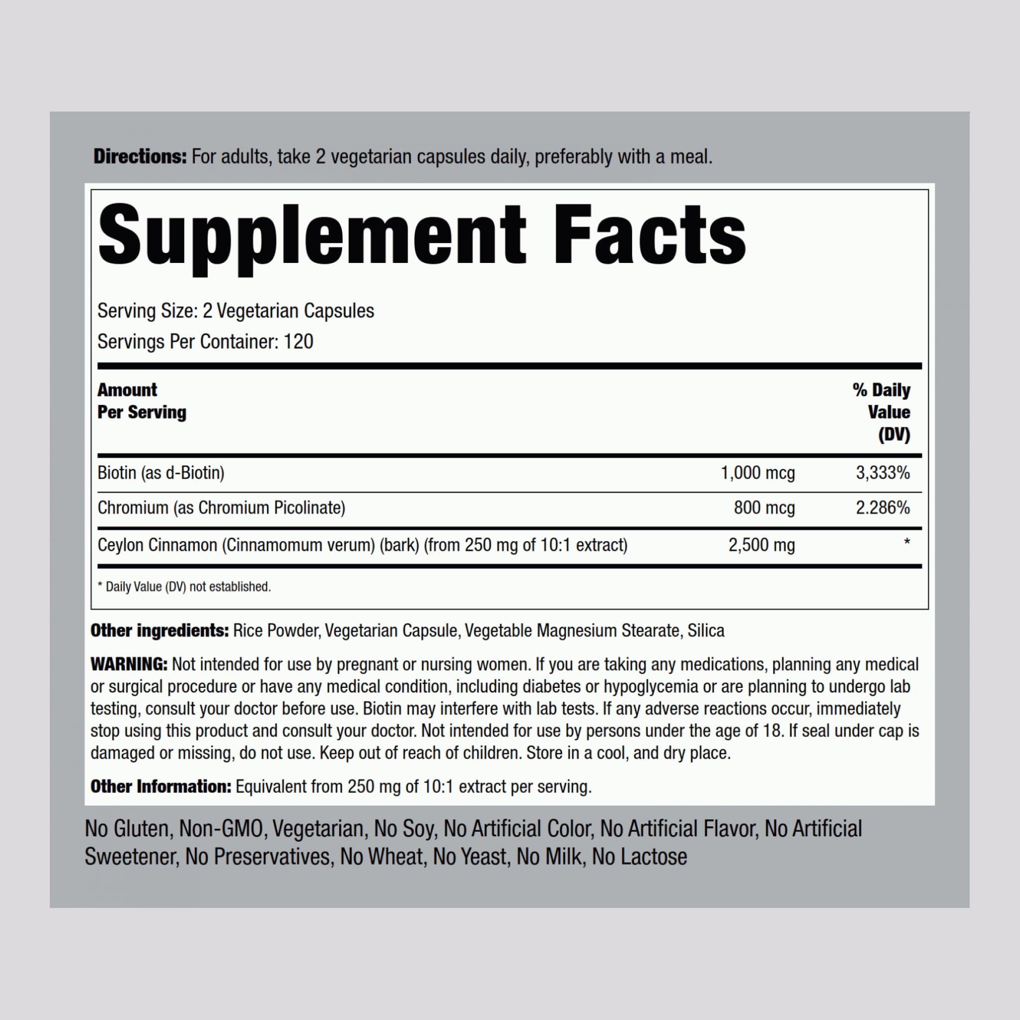 Piping Rock Cinnamon Supplement 180g packaging