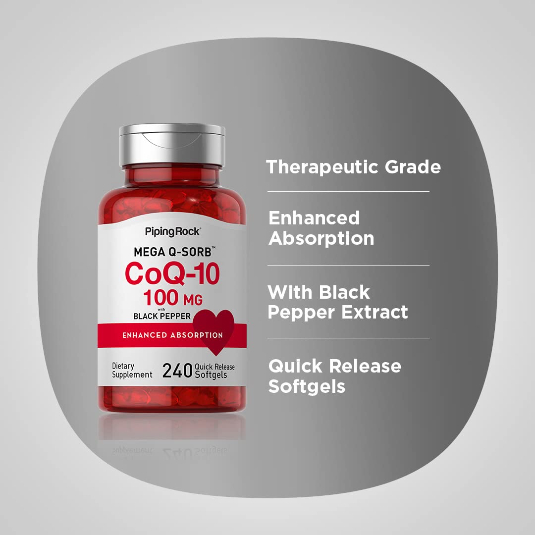 Piping Rock Coenzyme Q-10 100mg softgels close-up