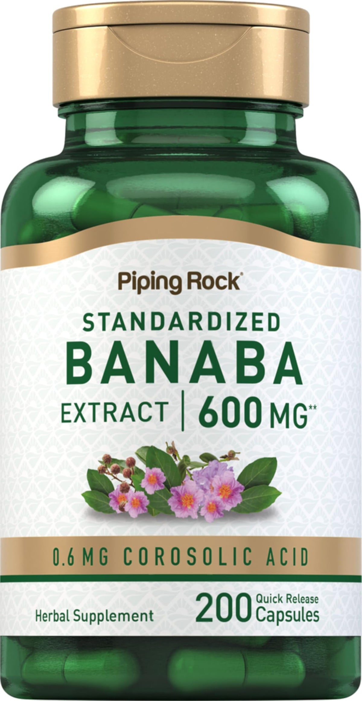 Piping Rock Corosolic Acid 0.6 mg Quick Release Capsules front view