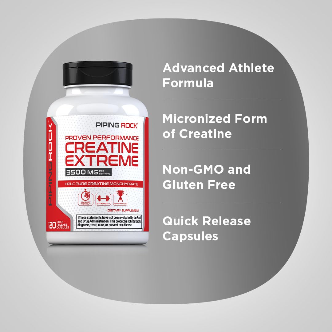 Piping Rock Creatine Advanced Athlete Formula capsules close-up