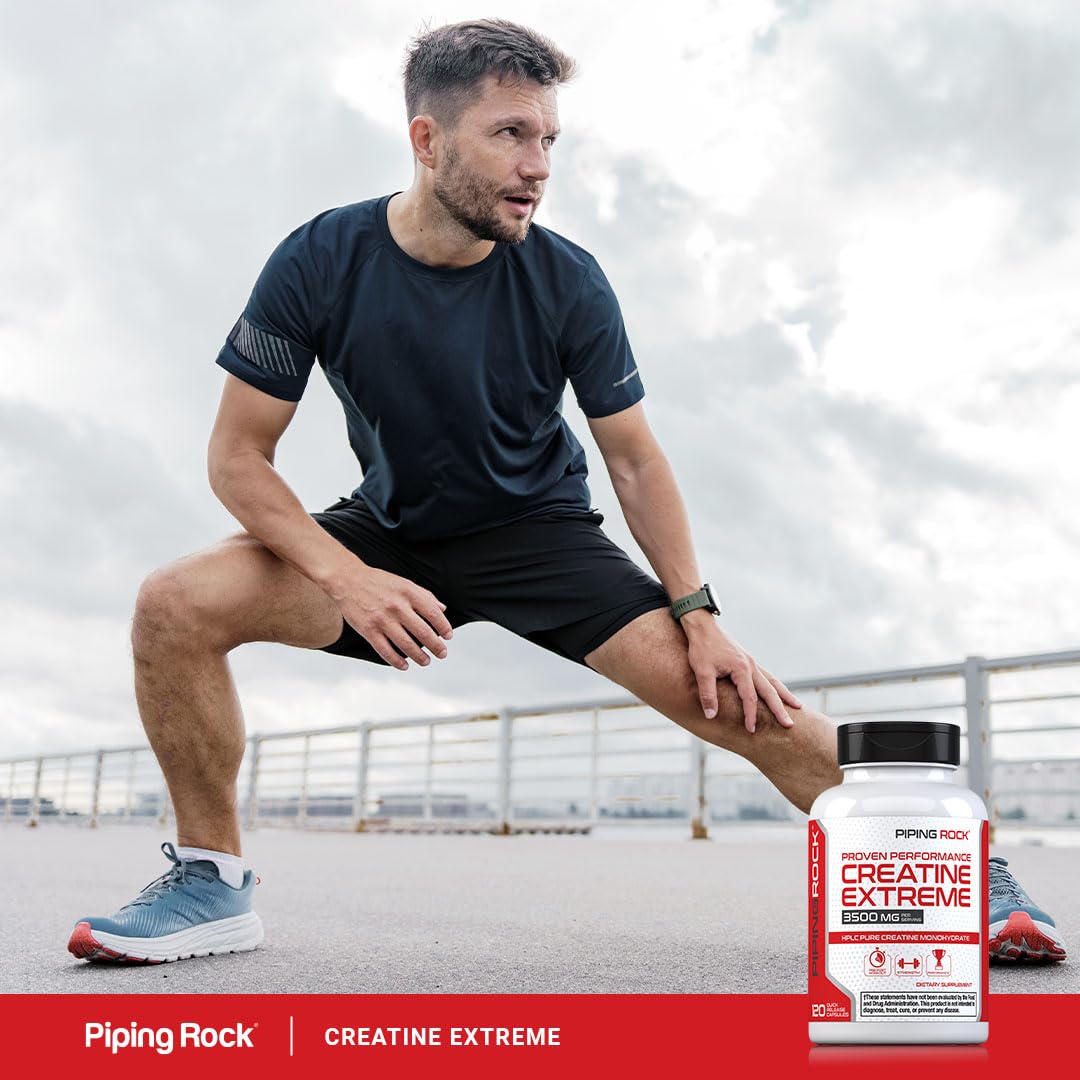 Piping Rock Creatine Advanced Athlete Formula on a gym bench