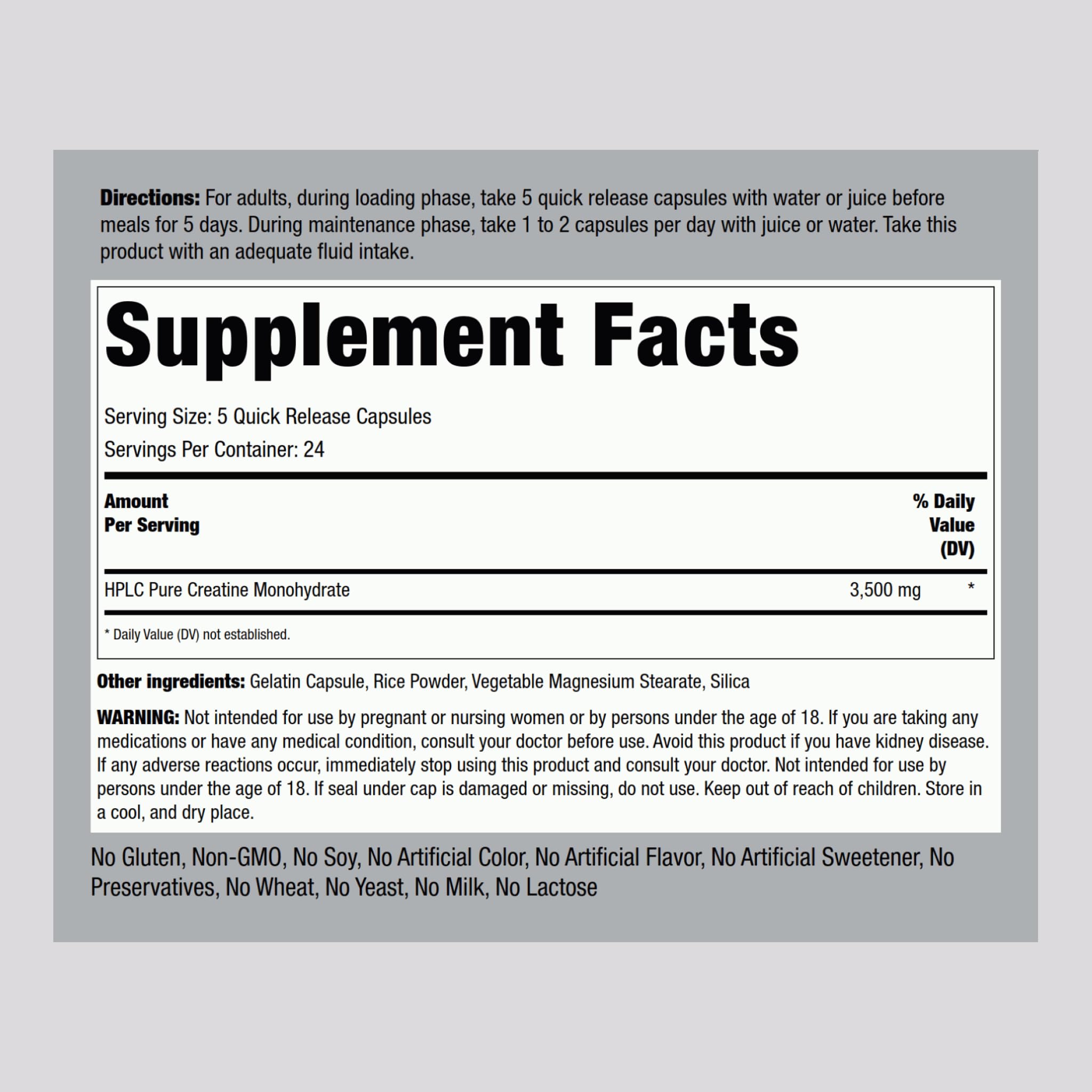 Piping Rock Creatine Advanced Athlete Formula side view