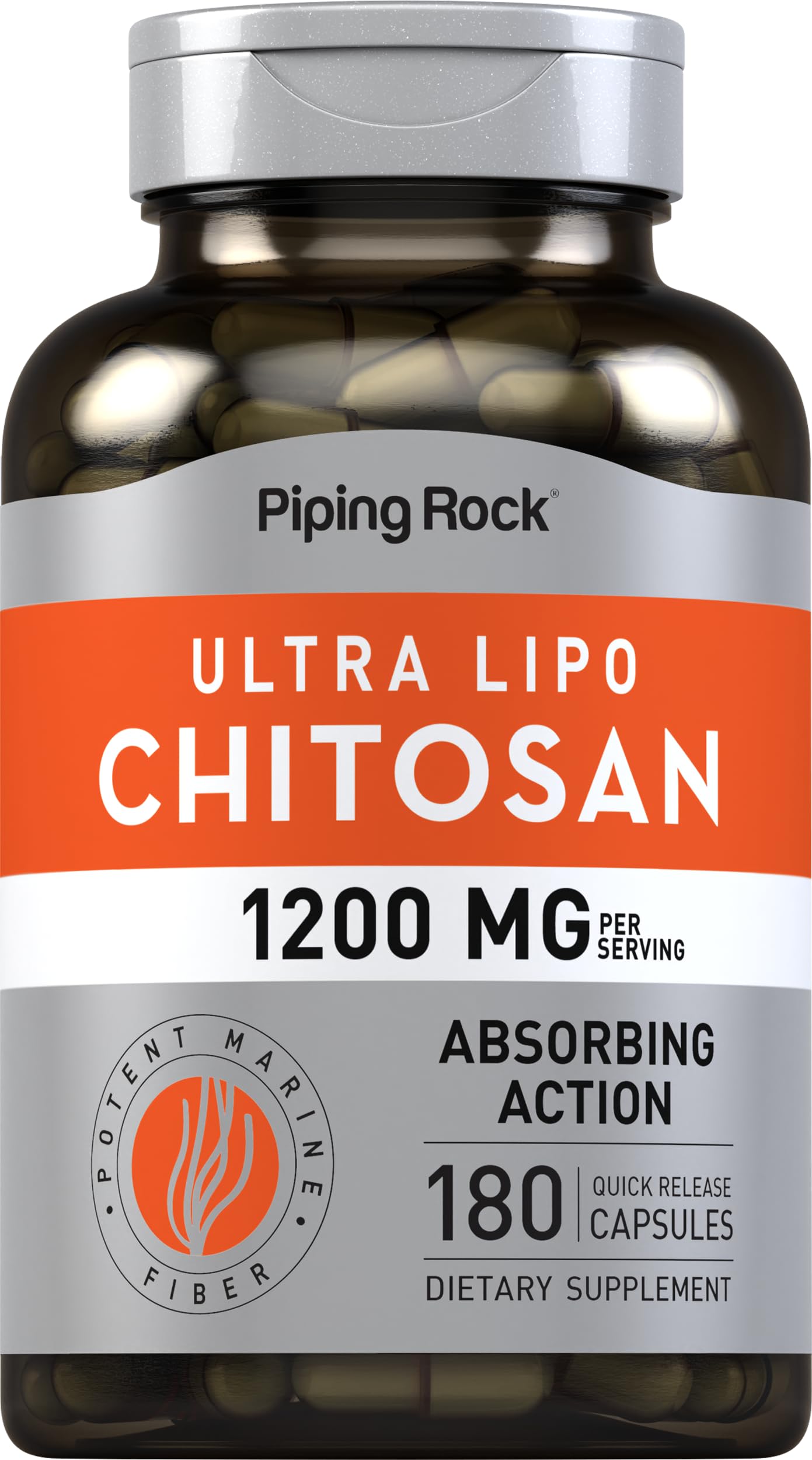 Piping Rock Dietary Fibre Supplement 1200mg capsules front view