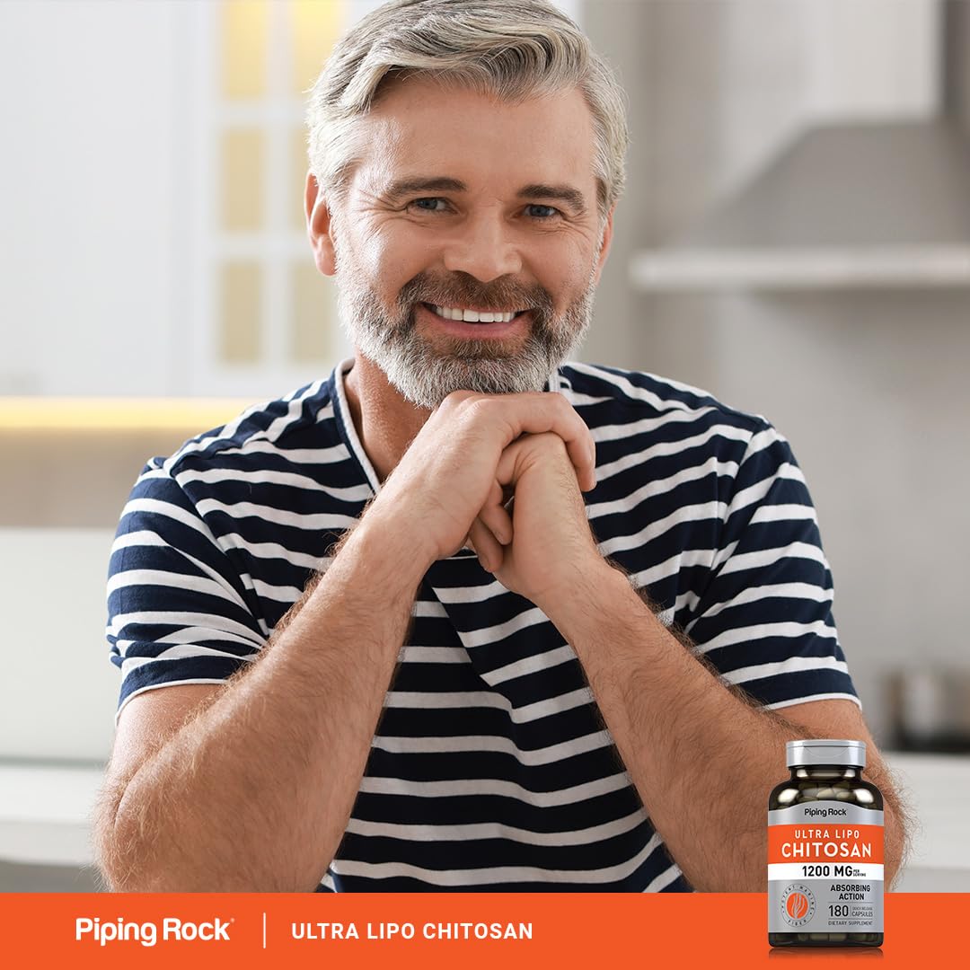 Piping Rock Dietary Fibre Supplement 1200mg capsules on a wooden table
