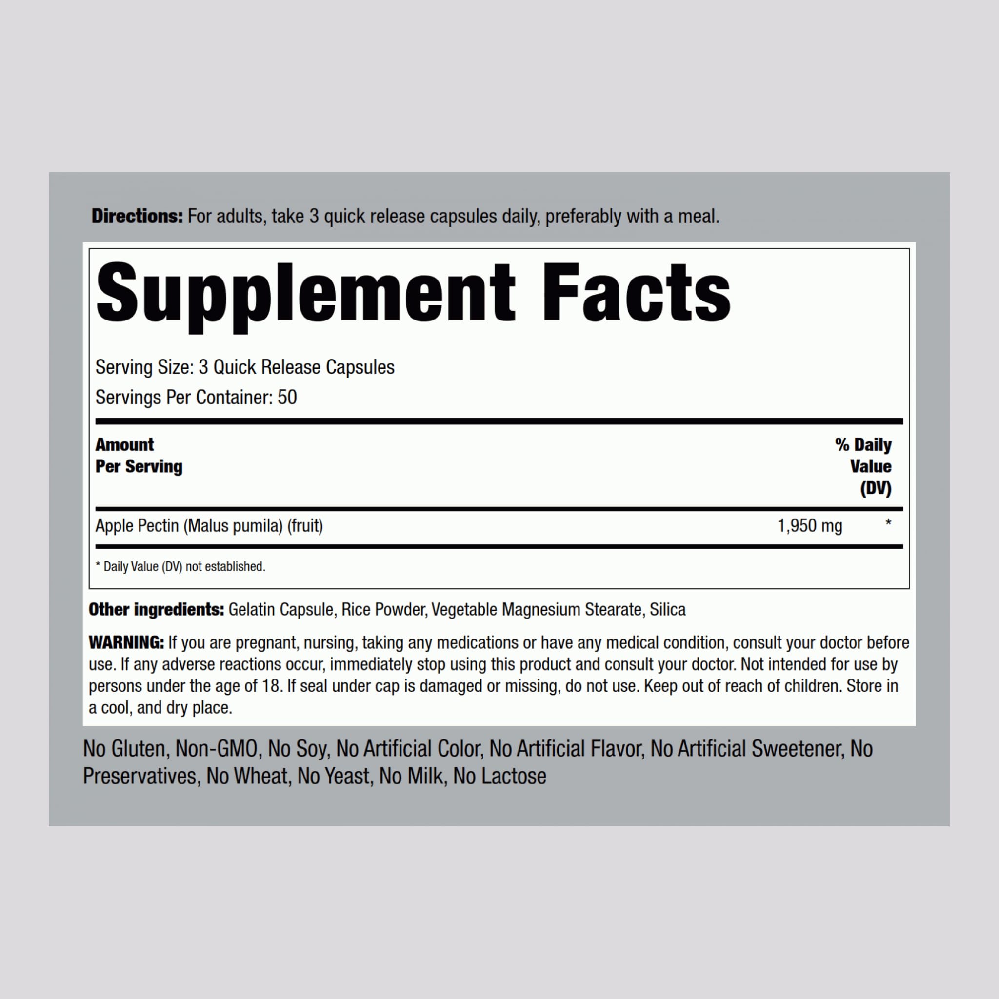Piping Rock Dietary Fibres 159g back view with ingredients