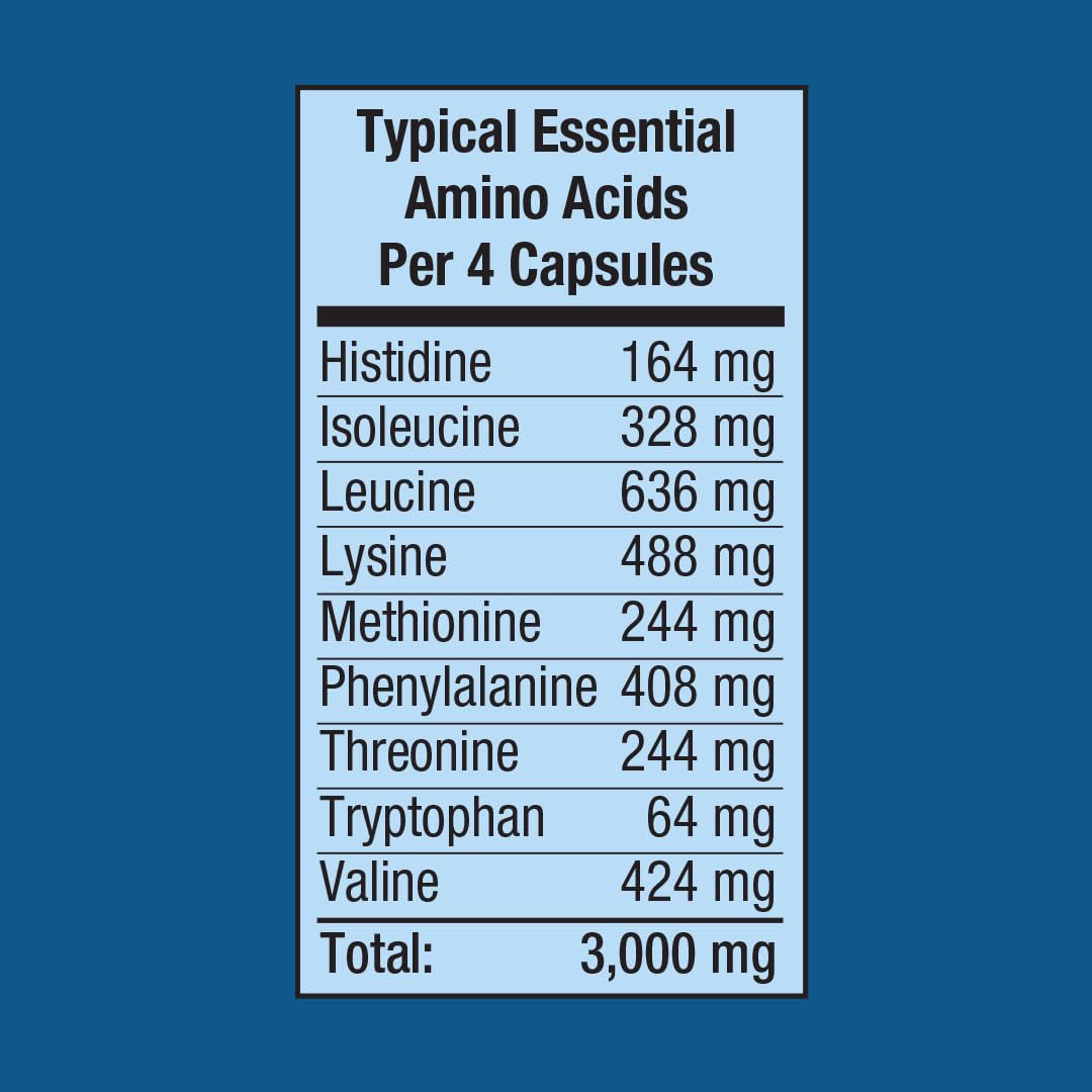Piping Rock EAA & BCAA Supplement 3000mg capsule ingredients list