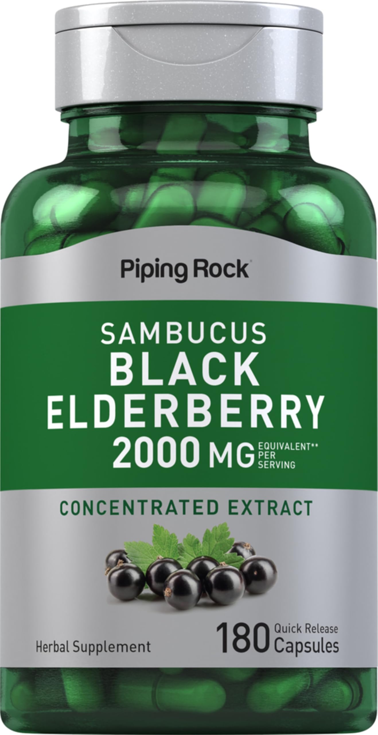 Piping Rock Elderberry Extract 1g front view with packaging