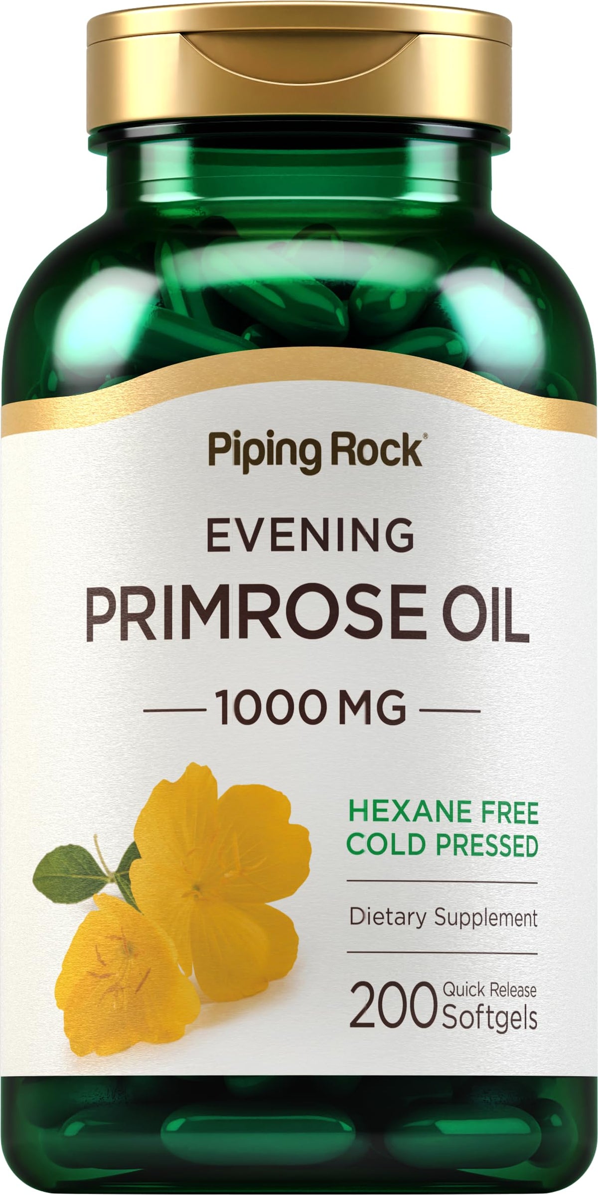 Piping Rock Evening Primrose Oil 340g front view of packaging