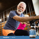 Piping Rock Fish Oil Mini Softgels with a measuring spoon