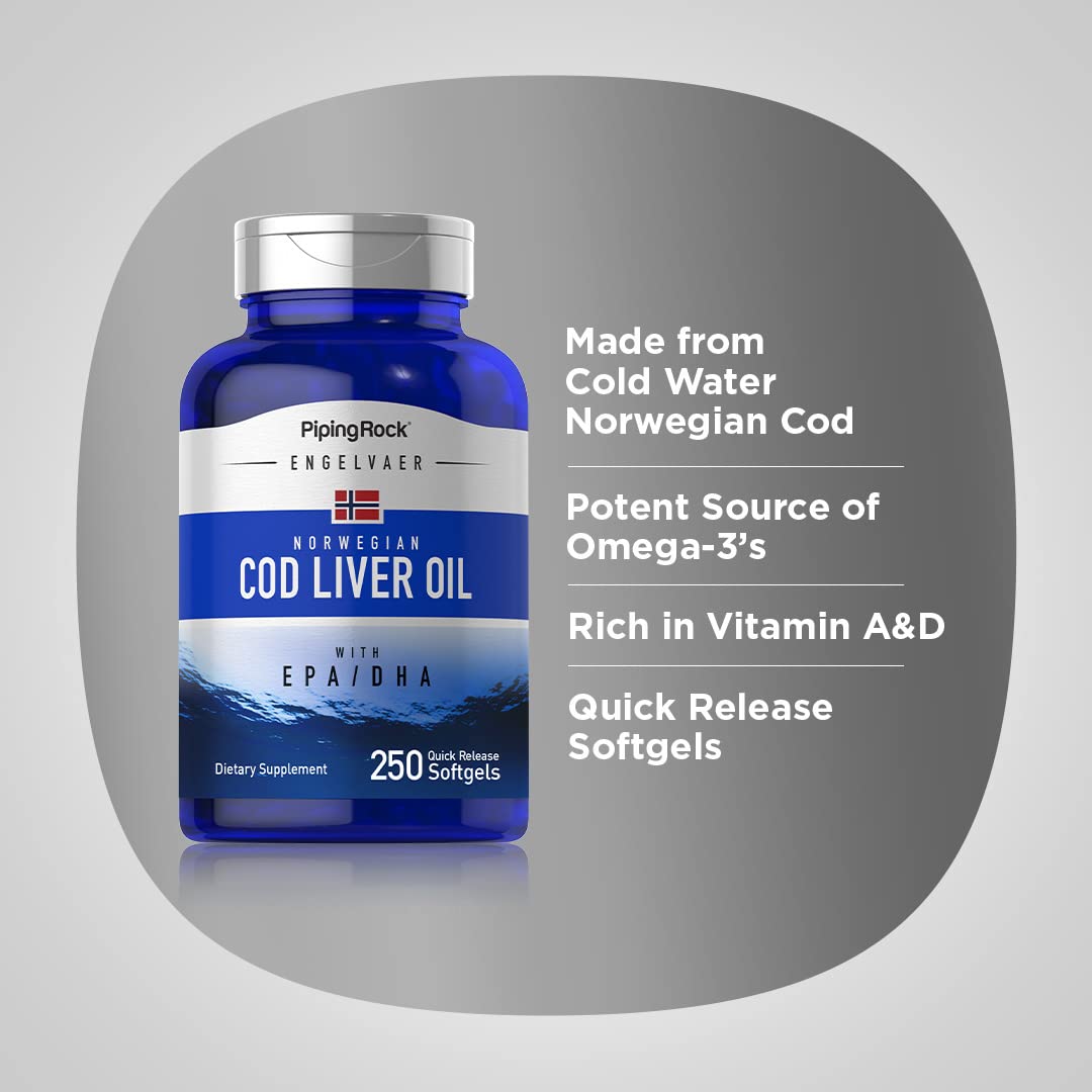 Piping Rock Fish Oil Soft Gels 200g packaging with cod image
