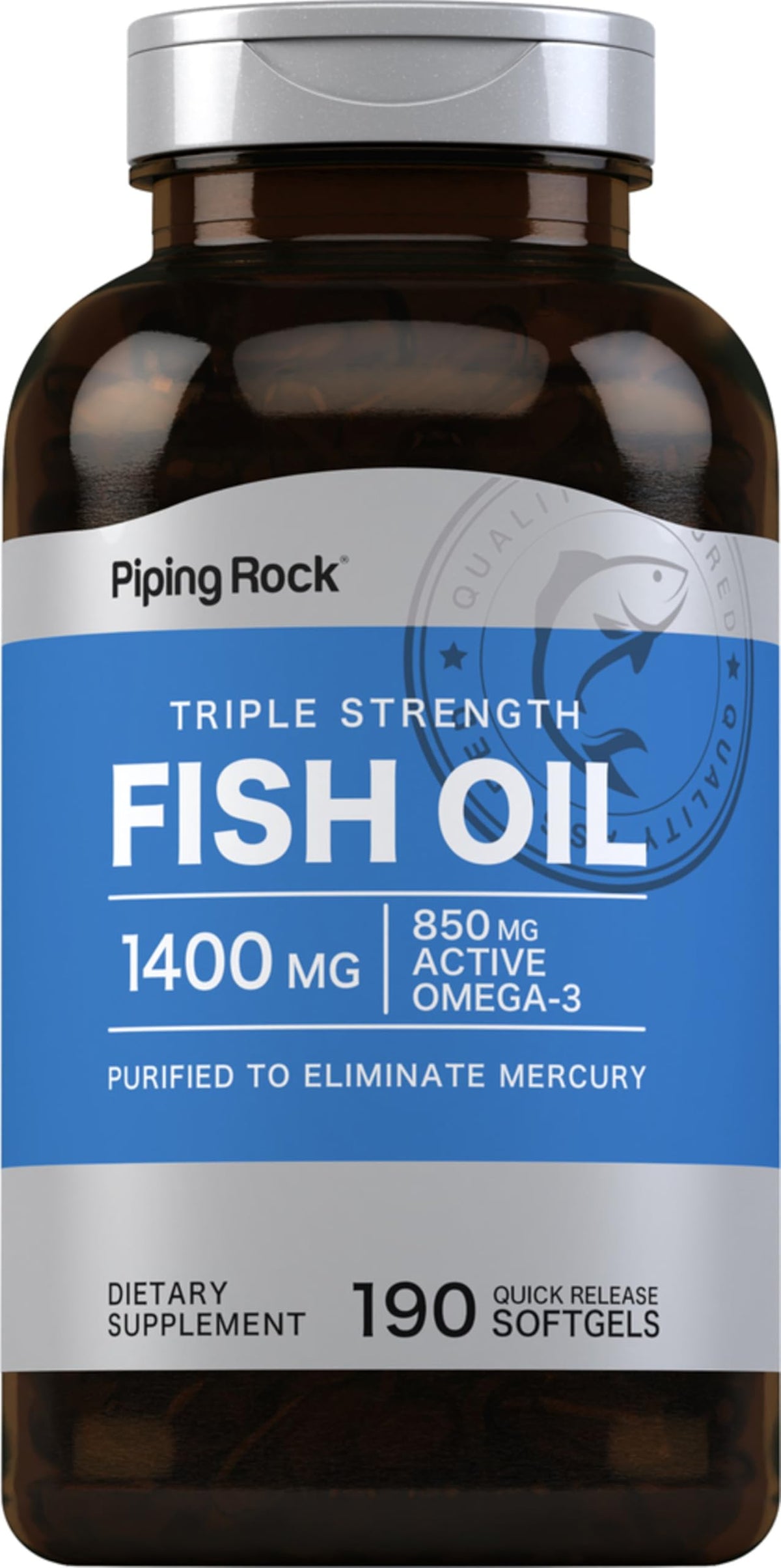 Piping Rock Fish Oil Triple Strength 1,400 mg bottle front view