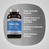 Piping Rock Fish Oil Triple Strength 1,400 mg bottle with dosage information