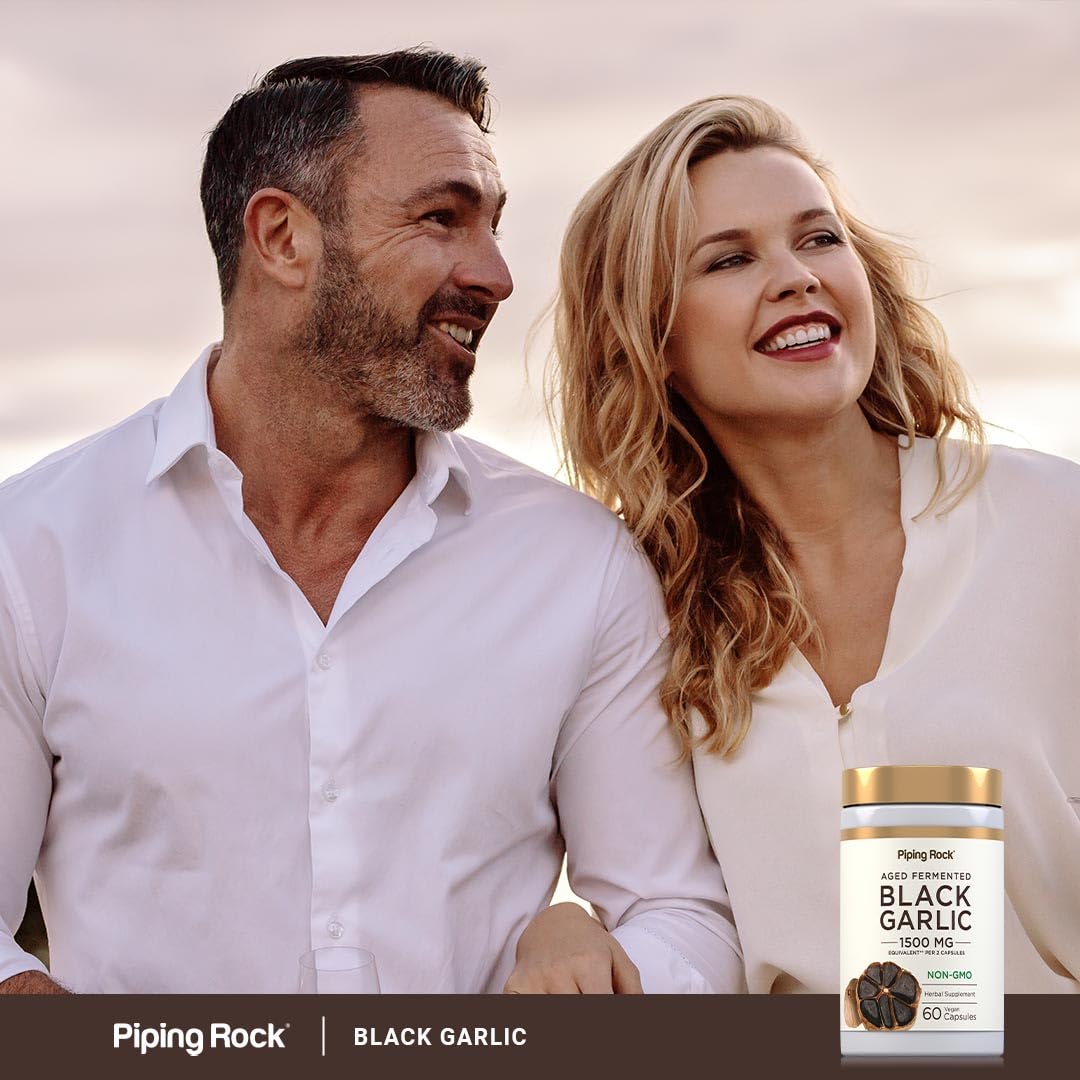 Piping Rock Garlic Supplement 0.16% S-Allyl Cysteine on a wooden table
