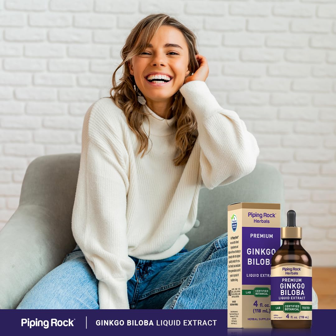 Piping Rock Ginkgo Biloba 273g supplement on a wooden table