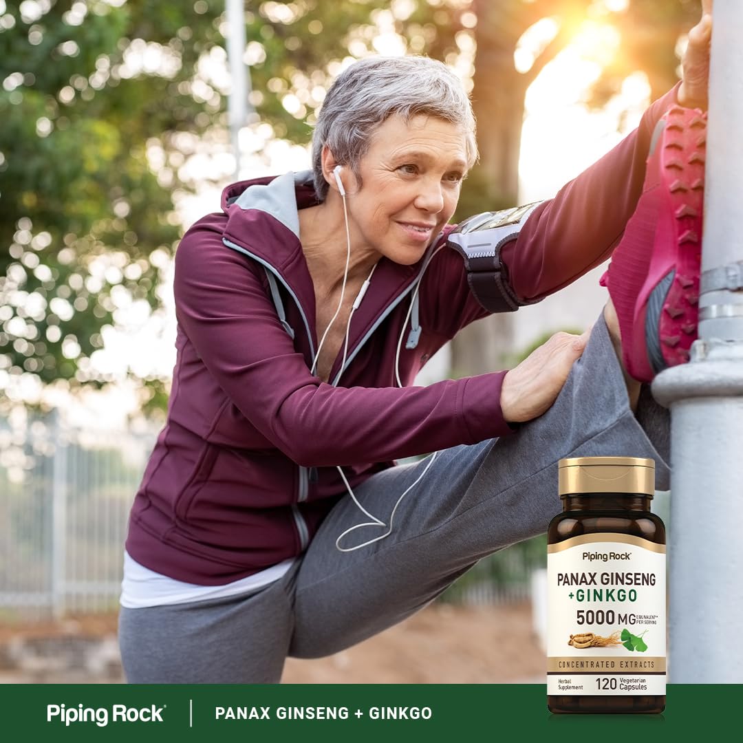 Piping Rock Ginkgo Biloba 75g herbal supplement on a table