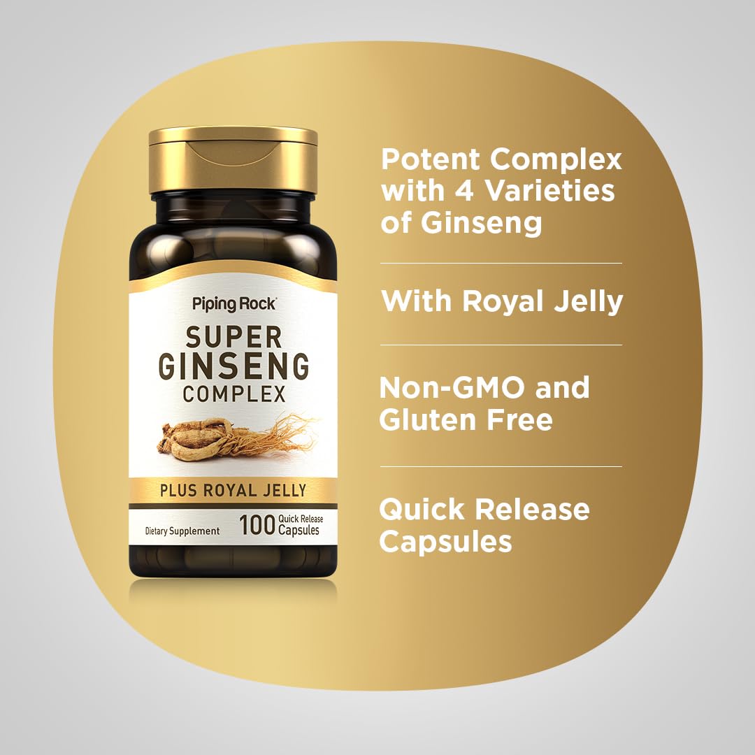 Piping Rock Ginseng Complex with Royal Jelly side view of packaging
