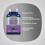 Piping Rock Grape Seed Extract 150mg capsules on a wooden surface