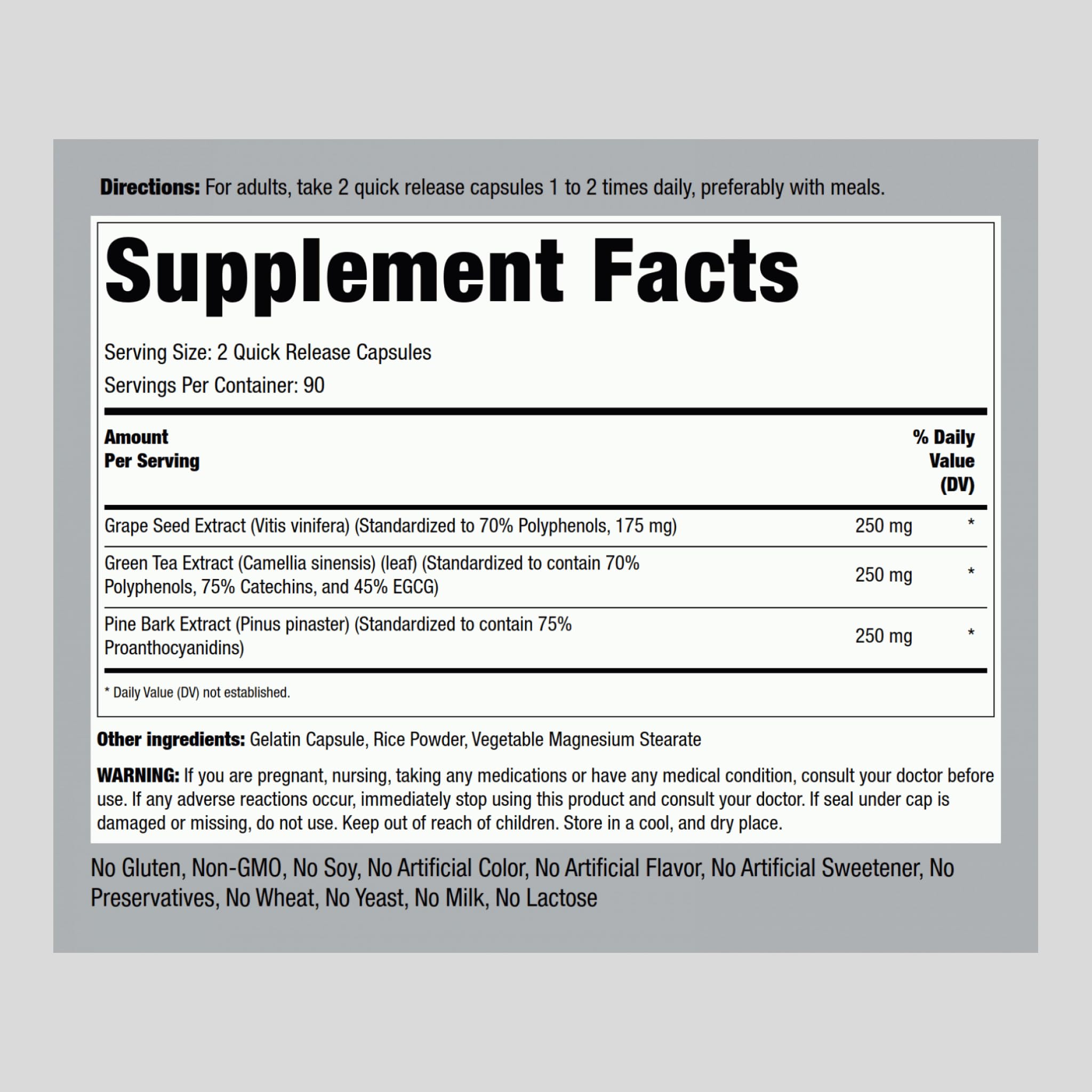 Piping Rock Grape Seed Extract 150mg quick release capsule close-up